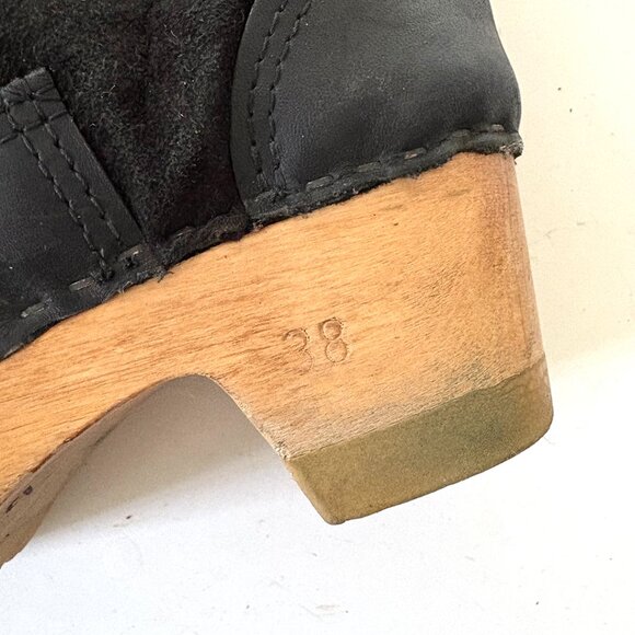 No. 6  Shearling Clog Boot, Black Suede, Size 38 / 7.5 - Picture 9 of 9